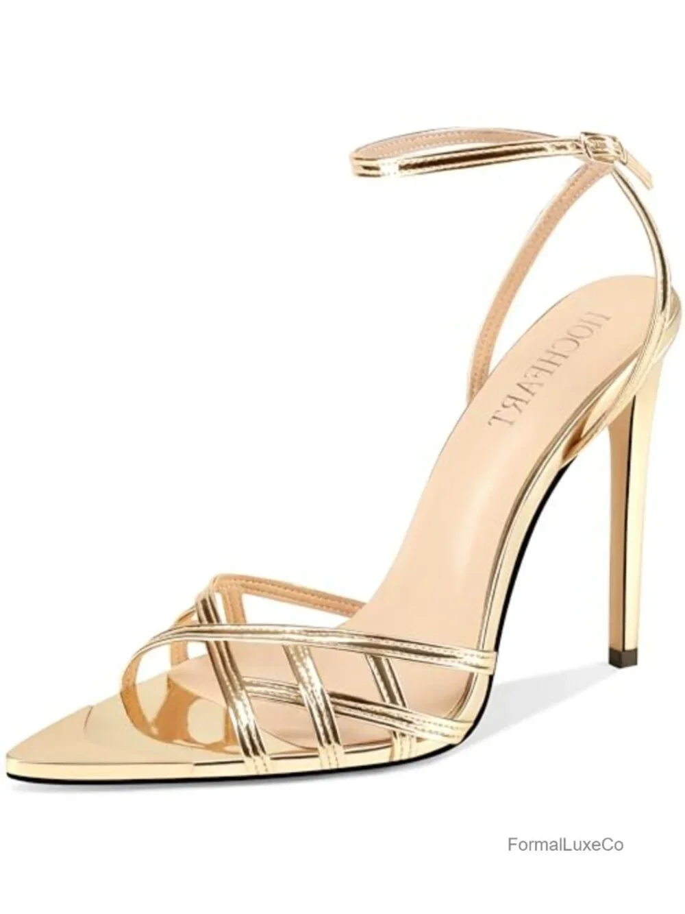 Strappy Lace Up Pointed Open Toe Stiletto High Heels Sandals PU Leather